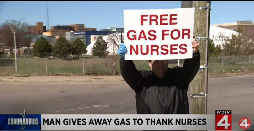 Man Uses His Savings to Fill Up Gas Tanks For Dozens of Nurses Heading to Nearby Hospital